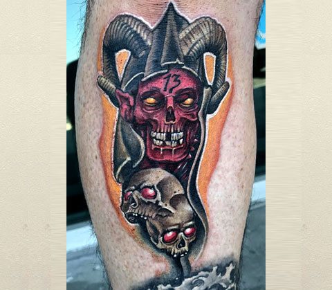 Tattoo demon on foot