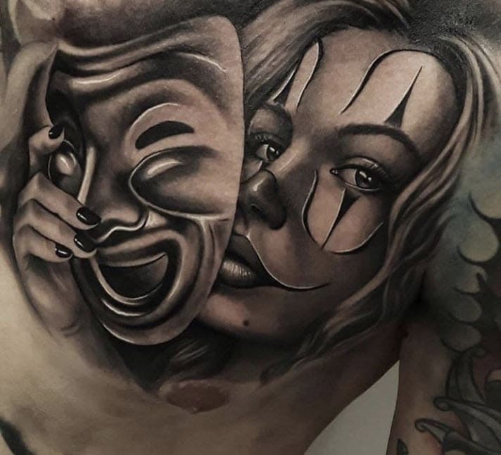 Tattoo girl in a mask