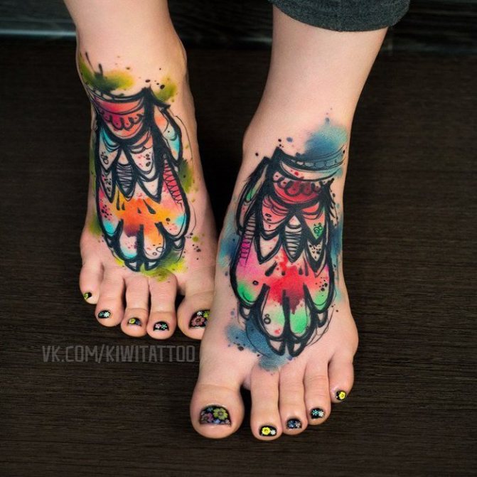 tattoo for girls watercolor graphics paired leg