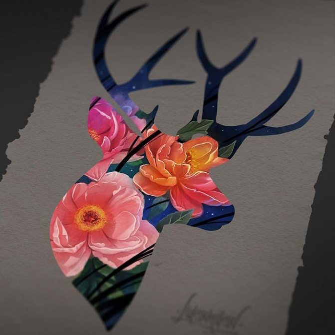 tattoo for girls deer filled with flowers