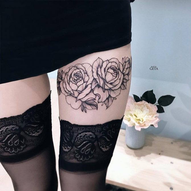 tattoo peonies on girls legs