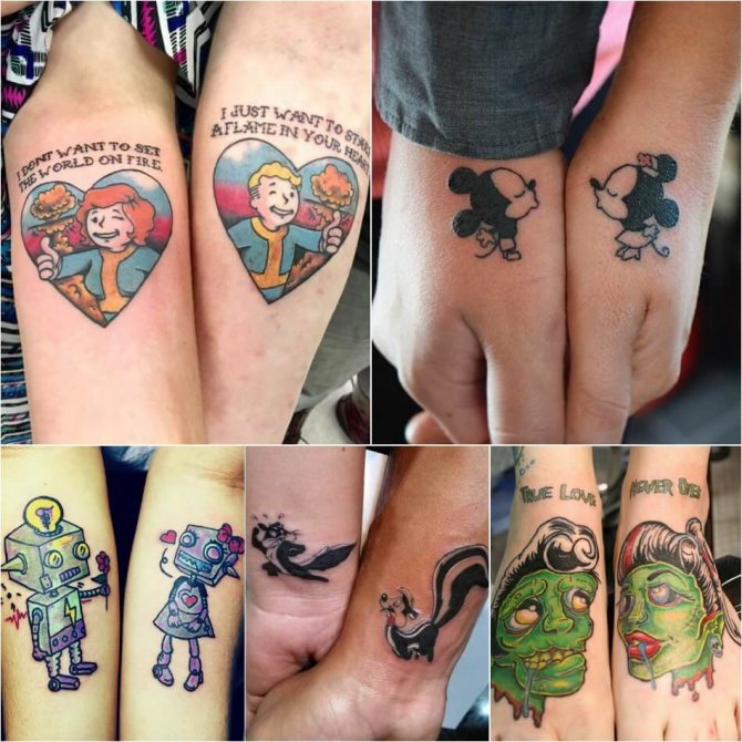 Tattoo for couple - One Style Tattoo - Comic Book Tattoo - Cartoon Tattoo - Tattoo for lovers