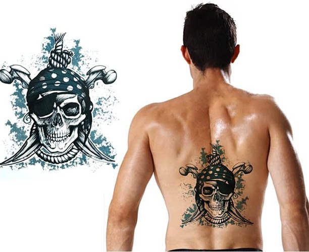 Tattoo of Jack Sparrow on the arm, back, shoulder. Photo, meanings