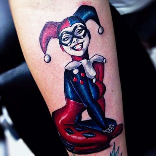 Tattoo Joker on his arm, forearm, leg. Sketches, photo, meaning