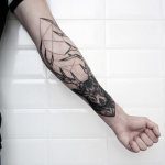 Forearm male black and white tattoo sketches