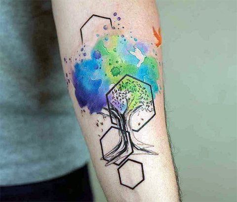 Tattoo geometry - watercolor