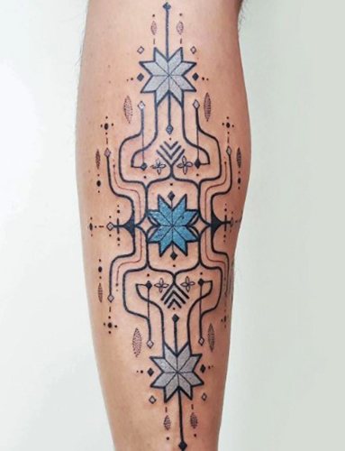 Tattoo geometry on the arm. Sketches for girls, male, colored, black and white