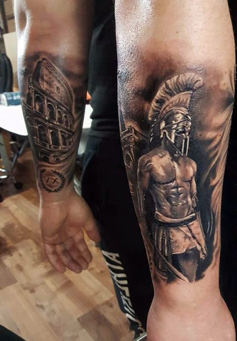 Tattoo gladiator on forearm