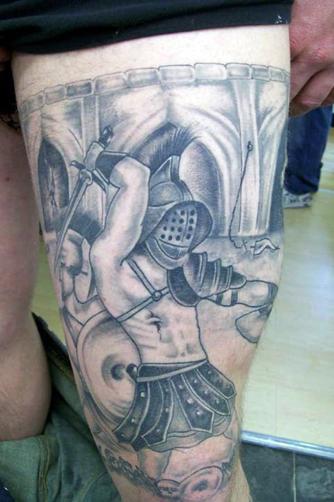 Tattoo gladiator with a sword