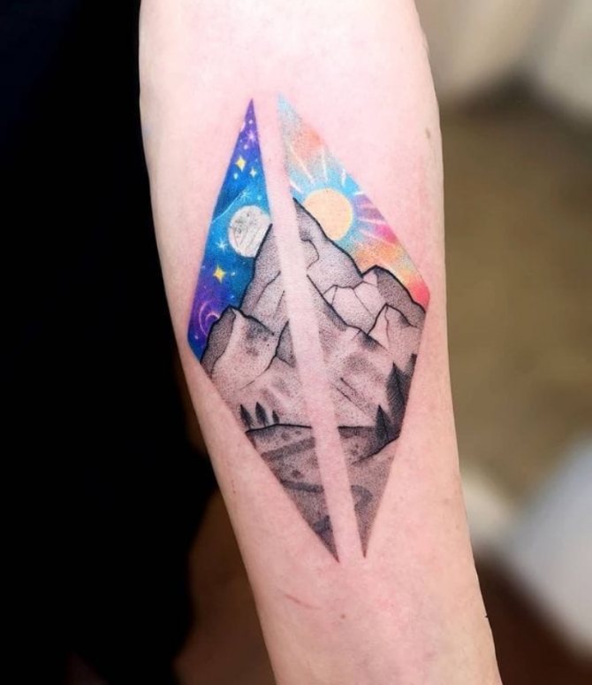 tattoo of mountains on hand