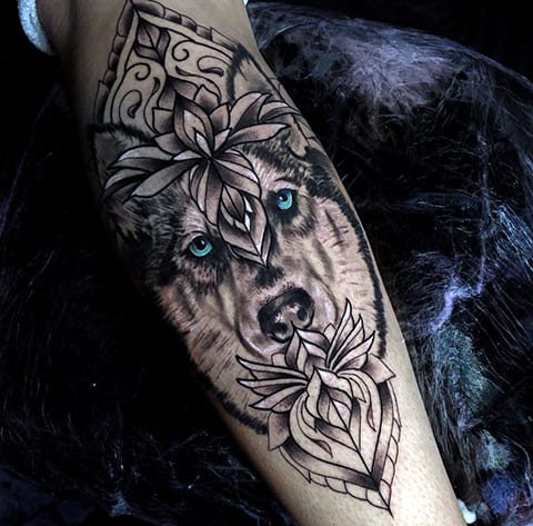Husky tattoo on hand
