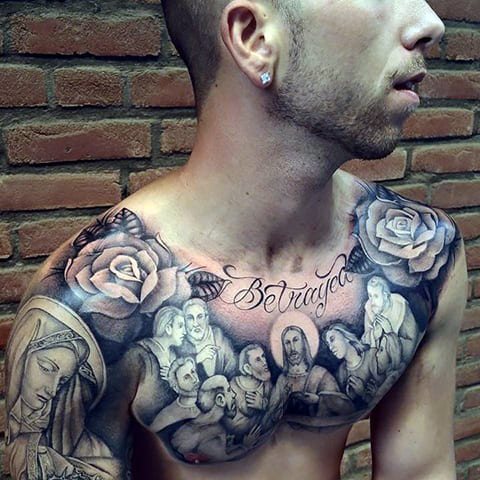 Tattoo Jesus Christ on the chest