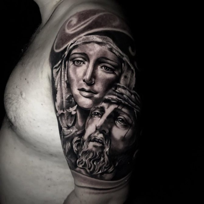 tattoo of jesus on his arm