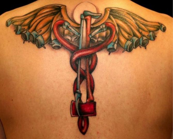 Caduceus tattoo (63 images) - meaning and symbolism on the shoulder, forearm, hand