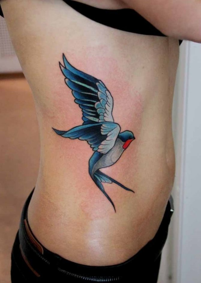 Tattoo of a compass and a swallow: meaning, male and female sketches