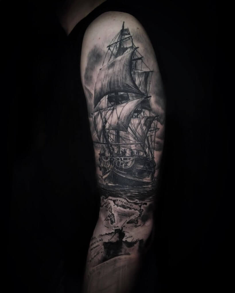 Tattoo Ship on Shoulder