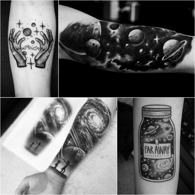 Tattoo Space - Black and White Space Tattoo - Cosmos Tattoo in Black and White