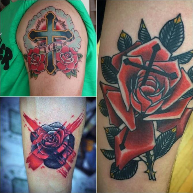 Tattoo Cross - Popular Cross combinations - Cross and other drawings - Tattoo Cross and Roses