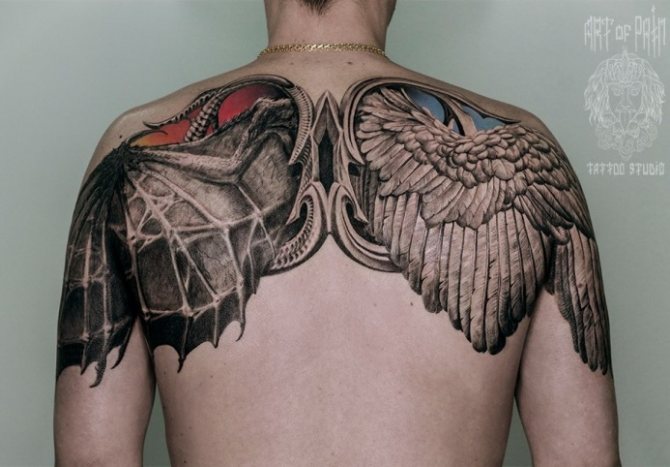 Tattoo wings as a symbol of independence