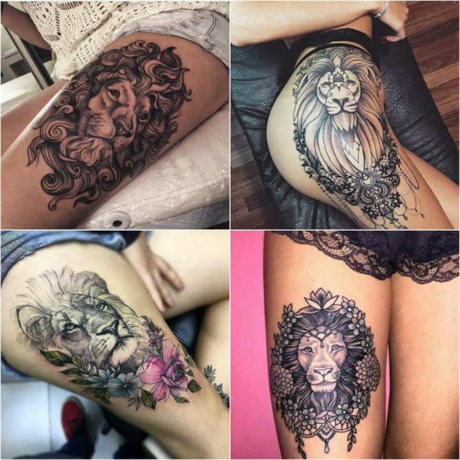 Tattoo Lion - Tattoo Lion on Thigh - Tattoo of a Lion on Thigh
