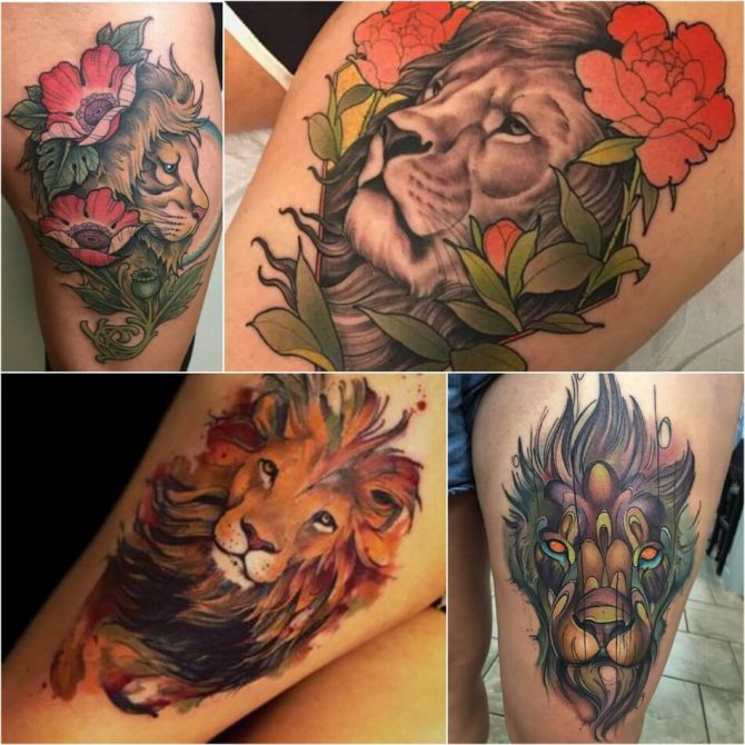 Tattoo Lion - Tattoo Lion on Thigh - Tattoo of lion on hip