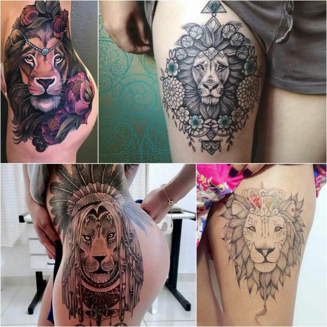 Tattoo of Lion - Tattoo of Lion on Thigh - Lion Tattoo on Thigh