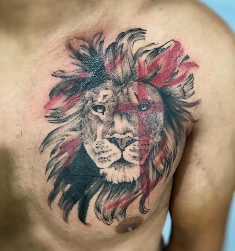 Tattoo lion thrash polka