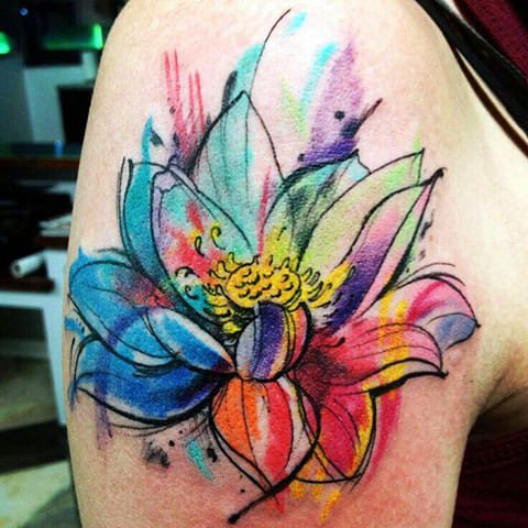 Watercolor lily tattoo