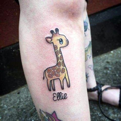 Tattoo a little giraffe on your leg
