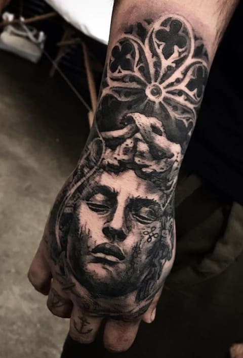 Tattoo Medusa Gorgon on wrist