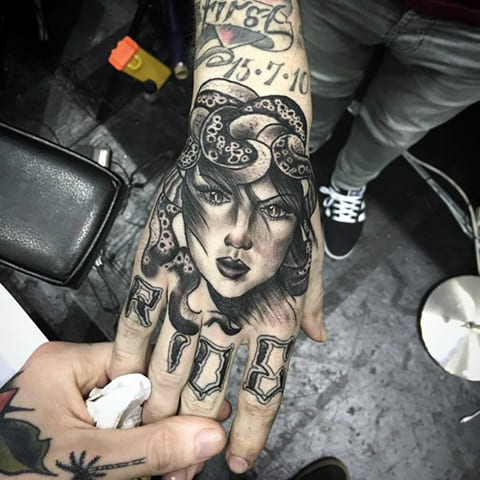 Medusa Gorgon tattoo on wrist
