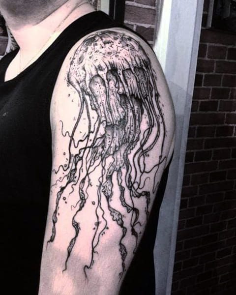 Jellyfish tattoo on shoulder