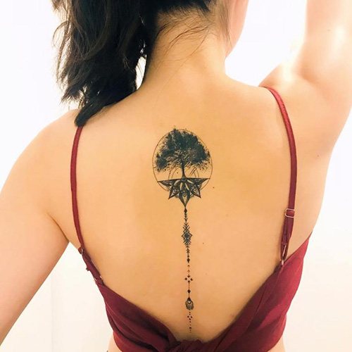 Tattoo between the shoulder blades for girls. Photo, meaning, sketches