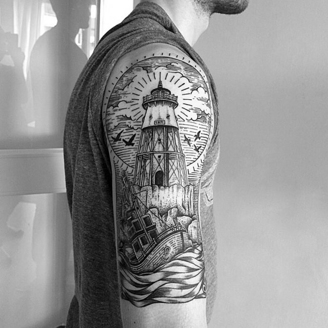 Tattoo sea - Tattoo lighthouse - Tattoo lighthouse and sea