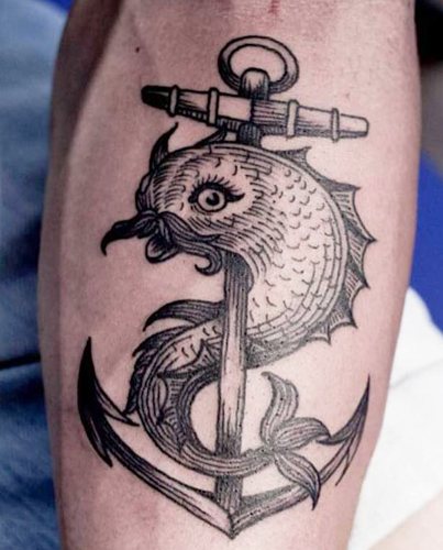 Tattoo nautical theme. Photos, sketches, sleeve on the leg, arm, calves, back, wrist, meaning