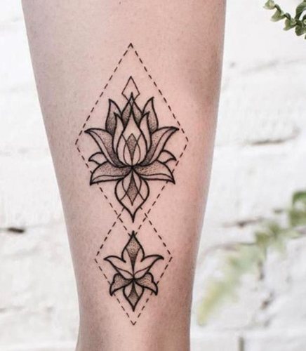 Tattoo on the shin for girls, men. Sketches, photos: inscriptions, Polynesia, biomechanics