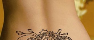 Tattoo on the coccyx for girls. Tattoo on the coccyx of girls