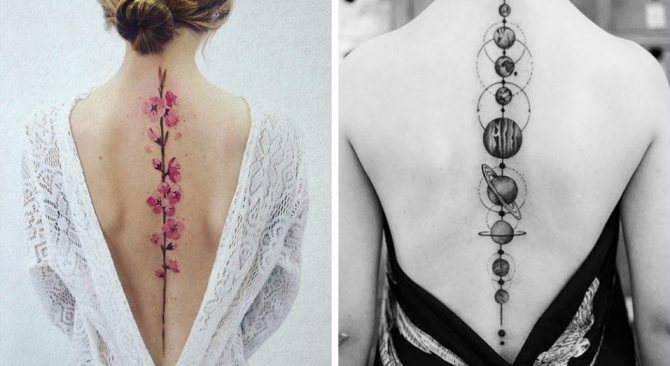 Tattoo on girls spine