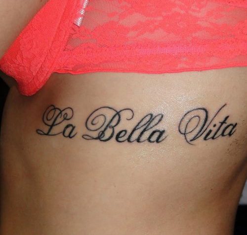 Tattoo on the ribs of girls: inscriptions with translation. Sketches