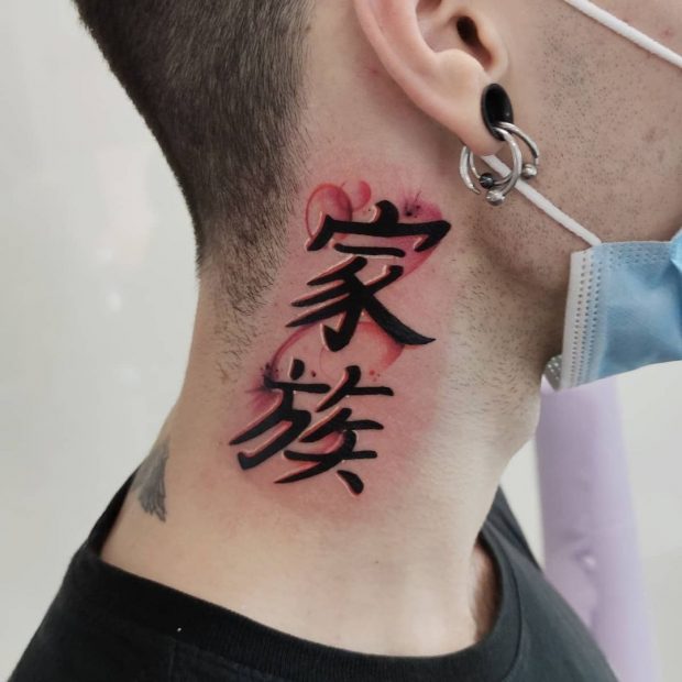 character neck tattoo