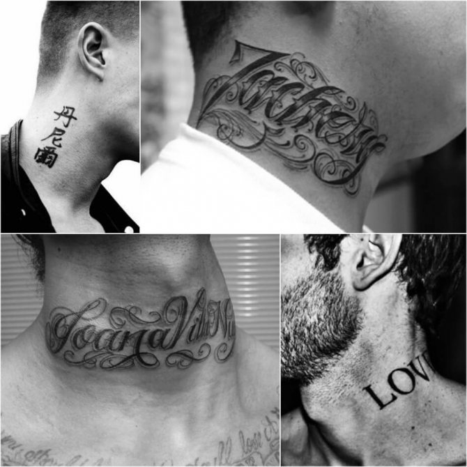 Tattoo on neck - Tattoo inscription on neck - Tattoo numbers on neck