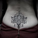 Lotus tattoo on back for girls