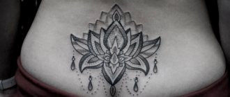 Lotus tattoo on the back for girls