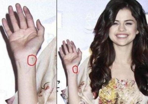 Tattoo on the wrist of Selena Gomez