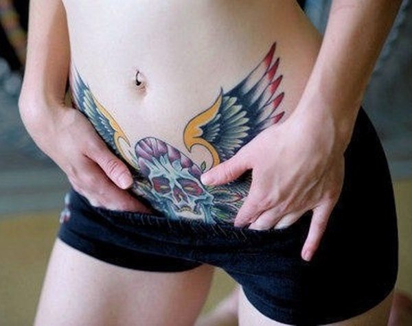 Tattoo on belly for girls after childbirth to hide stretch marks