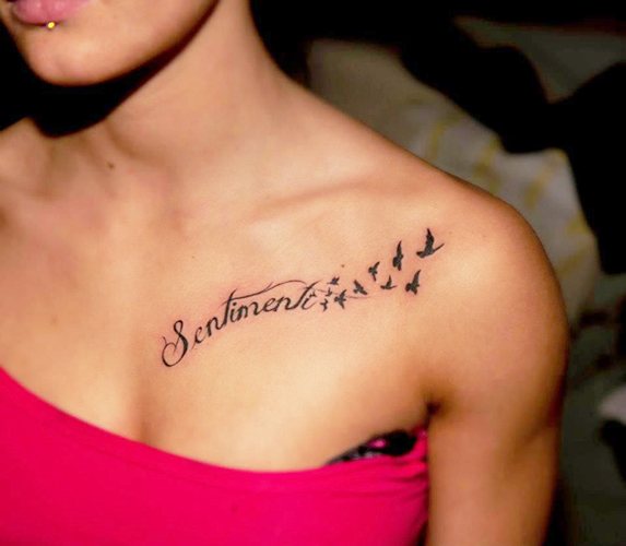 Tattoo inscriptions on the collarbone for girls in Latin with translation, Russian. Photos, sketches