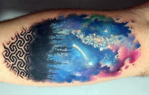 Tattoo sky on my leg