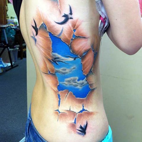 Tattoo sky with birds