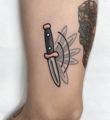 Tattoo bowie knife. Photo, meaning, designs with a rose, the inscription, a spider's web