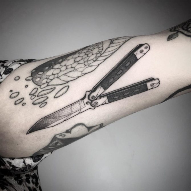 butterfly knife tattoo